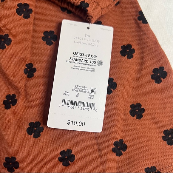 Carter's Rust Baby Dress with Black Floral Design & Bloomers - Picture 3 of 4